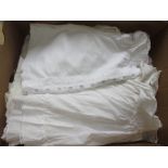 Box containing a quantity of childrens antique white work and Christening gowns etc