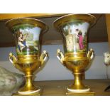 Pair of good quality 19th Century Paris porcelain two handled vases,