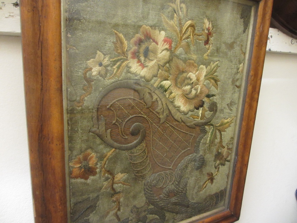 Pair of 19th Century maplewood framed silkwork panels, - Image 2 of 2