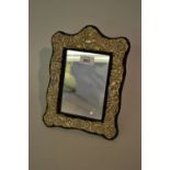 Modern silver rectangular floral embossed easel mirror