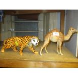 Beswick figure of a camel and another of a jaguar