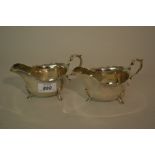 Pair of George V silver sauce boats,