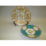 Modern Meissen circular dish with relief floral decoration,