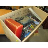 Box containing a quantity of various model railway buildings and track etc.