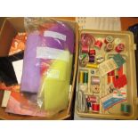 Work box containing a quantity of various sewing materials together with a box of various fabrics