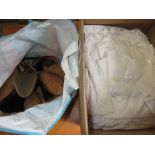 Quantity of miscellaneous table linen and a quantity of shoe lasts