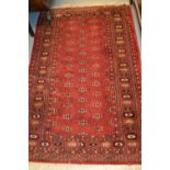 Small Pakistan rug of Turkoman design with red ground