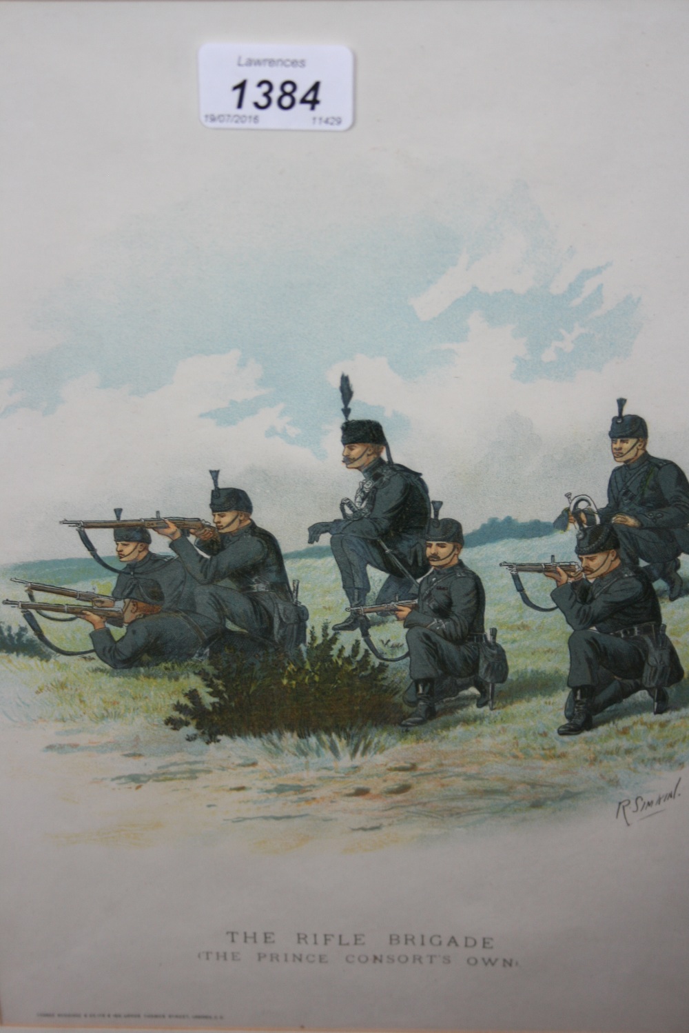 Coloured lithograph, ' The Rifle Brigade ', engraving, - Image 2 of 2