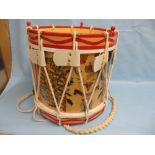 Brass military marching drum painted with the crest of the Seaforth Highlanders, Ross-Shire Buffs,