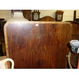 19th Century mahogany rectangular tilt top loo table having crossbanded top on turned column and