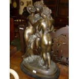 Large 20th Century dark patinated bronze group, ' The Three Graces ',