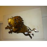 20th Century modern cut steel wall plaque of a bison