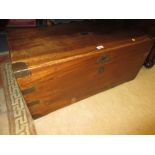 19th Century camphor wood trunk with brass mounted corners (a/f)