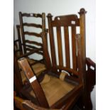 Pair of late Victorian oak dining chairs together with a set of three 1920's mahogany splat back