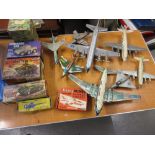 Box containing a quantity of 1960's / 70's toy aeroplanes including military and civil