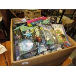 Large box containing a collection of various Star Trek toys in original packaging together with a
