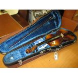 Rosetti violin and bow in a fitted case