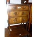 Small mahogany and chequer line inlaid three drawer chest and a similar Edwardian vase stand