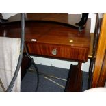 French design rosewood console table having two short drawers with polished steel knob handles and