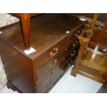 George III mahogany straight front chest of two short and three long drawers with brass handles and