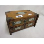 Chinese soapstone inset four drawer miniature chest
