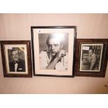 Two signed photographs of Bob Hope and Gene Kelly together with another of Marlon Brando,