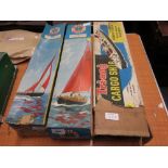 Two Scalex model pond yachts in original boxes together with a Triang electric powered scale model