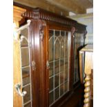 Edwardian mahogany breakfront dwarf bookcase,