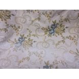 Pair of floral decorated curtains on a cream ground