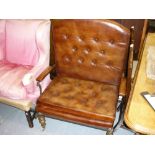 19th Century folding Campaign armchair / bed,