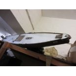 Large 20th Century model pond yacht with grey painted hull including various sails,
