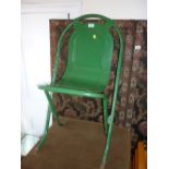 1940's Green painted metal stacking chair (from hanger at Redhill Aerodrome)