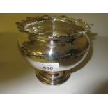 Birmingham silver pedestal rose bowl with a shell and scroll work border