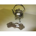 Pair of 19th Century plated candle snuffers on tray,