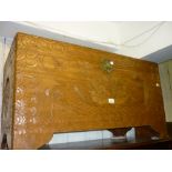 20th Century Chinese carved camphor wood trunk