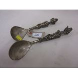 Pair of Cameroon plated fertility spoons