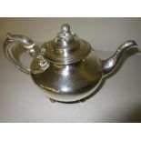 Victorian circular baluster form silver teapot, London 1853, makers mark W.H.