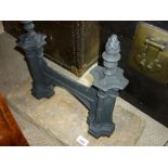 19th Century cast iron Gothic revival boot scraper with flame finials on cluster column supports