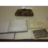 Three autograph albums and a chinoiserie decorated evening bag