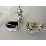 Birmingham silver three piece condiment set