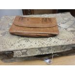 Early 20th Century snake skin suitcase and a ladies snake skin handbag