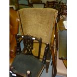 19th Century stained pine Orkney chair with seagrass back,
