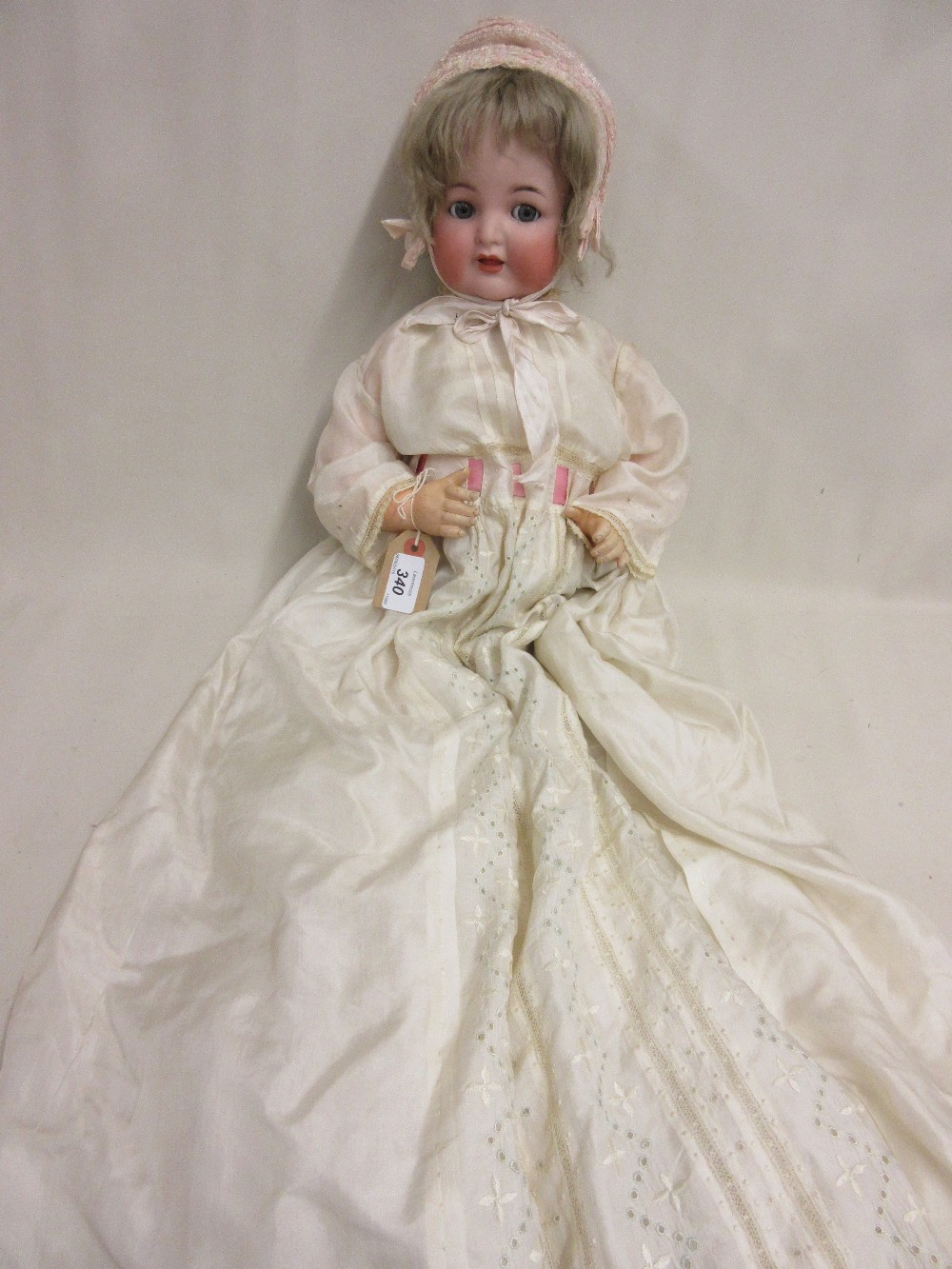 Simon and Halbig bisque headed doll marked AH Logo 158 with sleeping eyes and five piece body