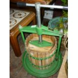 Modern painted metal and wooden apple press by Vigo