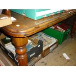 Small Victorian mahogany rectangular extending dining table with single extra leaf raised on turned