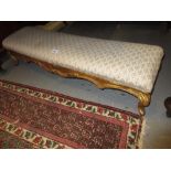 19th Century carved giltwood fireside footstool on cabriole supports