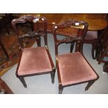 Set of six William IV carved mahogany balloon back dining chairs with upholstered drop-in seats