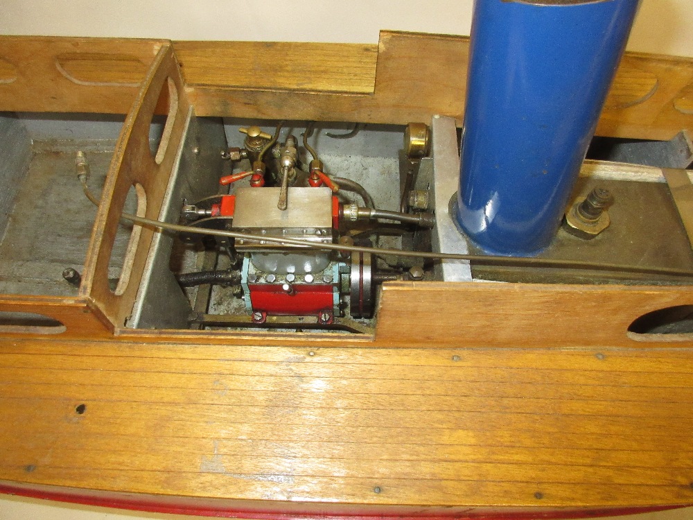 Bassett Lowke live steam model boat (lacking covers), with red painted metal hull, - Image 2 of 2