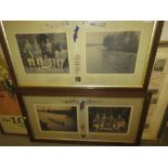 Pair of early 20th Century double framed photographs, ' The Oxford Rowing Eights,