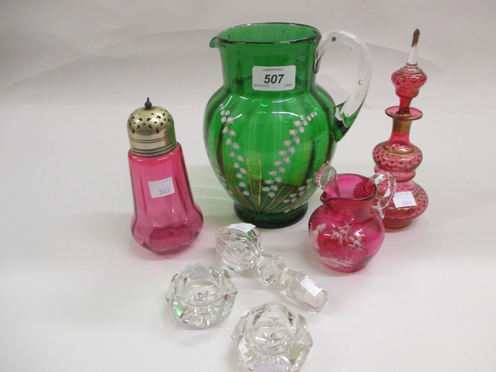 Small quantity of Victorian cranberry and other coloured glass